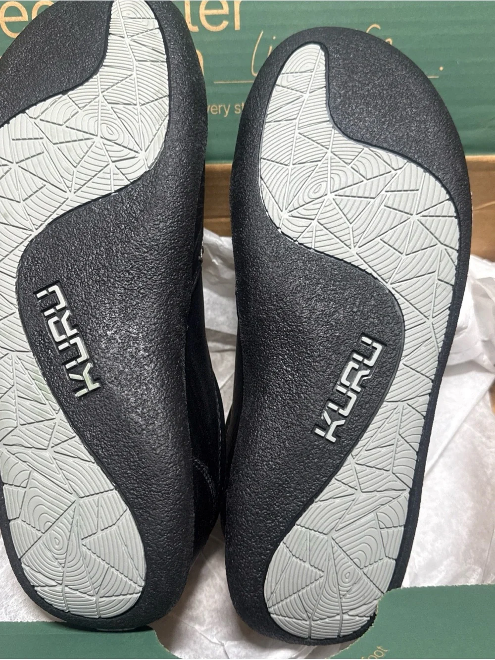 Kuru Slip-On Black Leather Men’s 9.5 wide Shoes